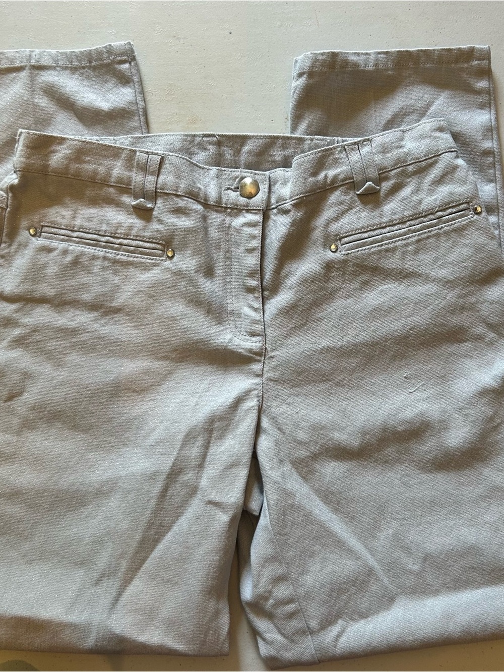 glittery pants with rhinestone details on back pockets, size 8P